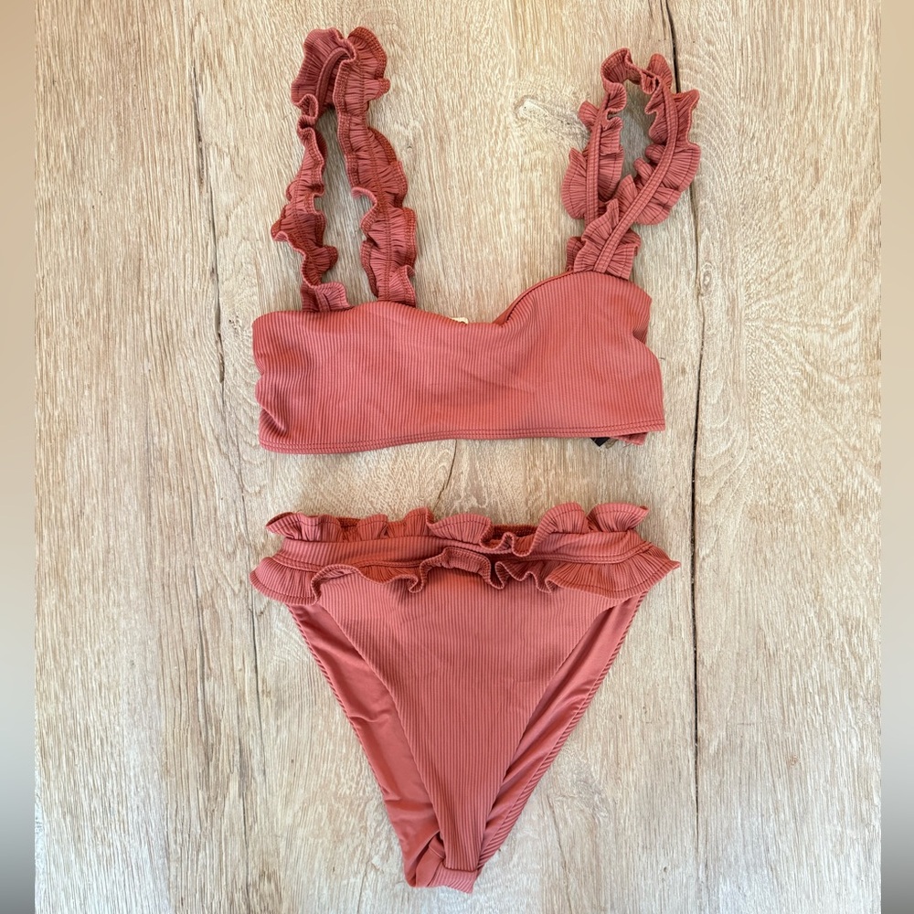 Ruffled Bikini Set in Rust
